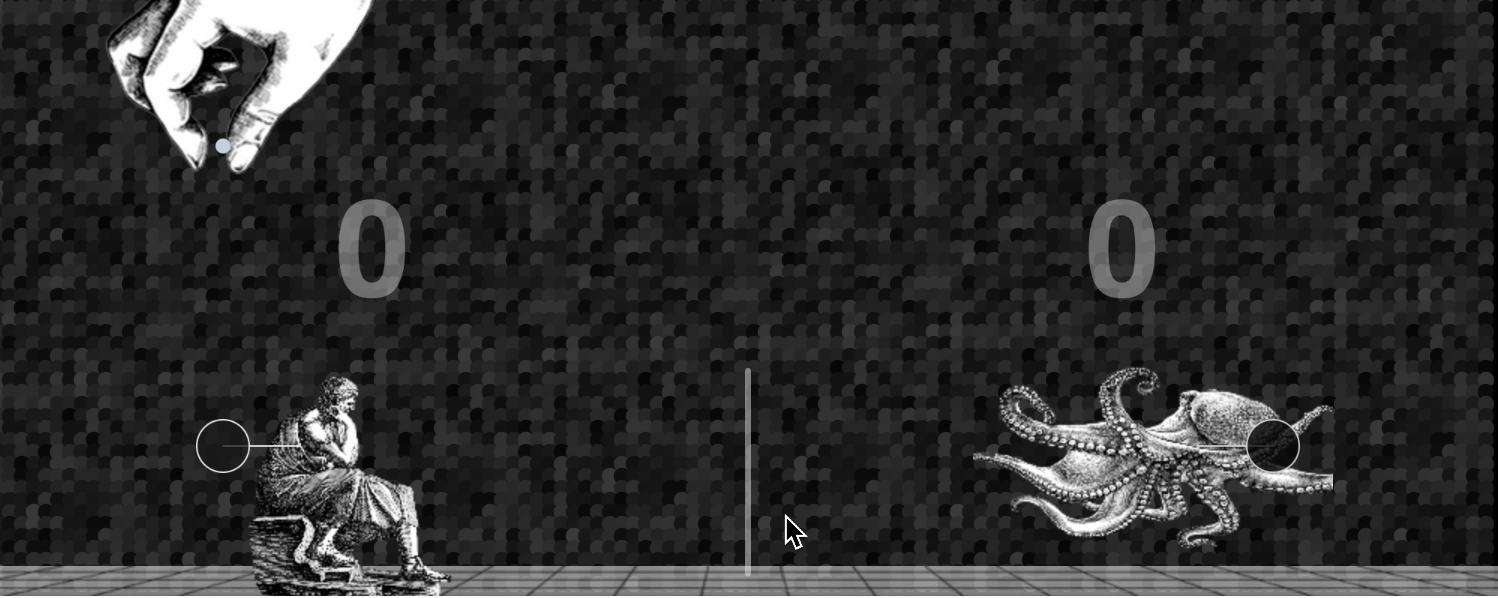 Next, I added some other basic properties of badminton(a net, a floor, two players facing opposite directions).Finally, I added a jump fu...