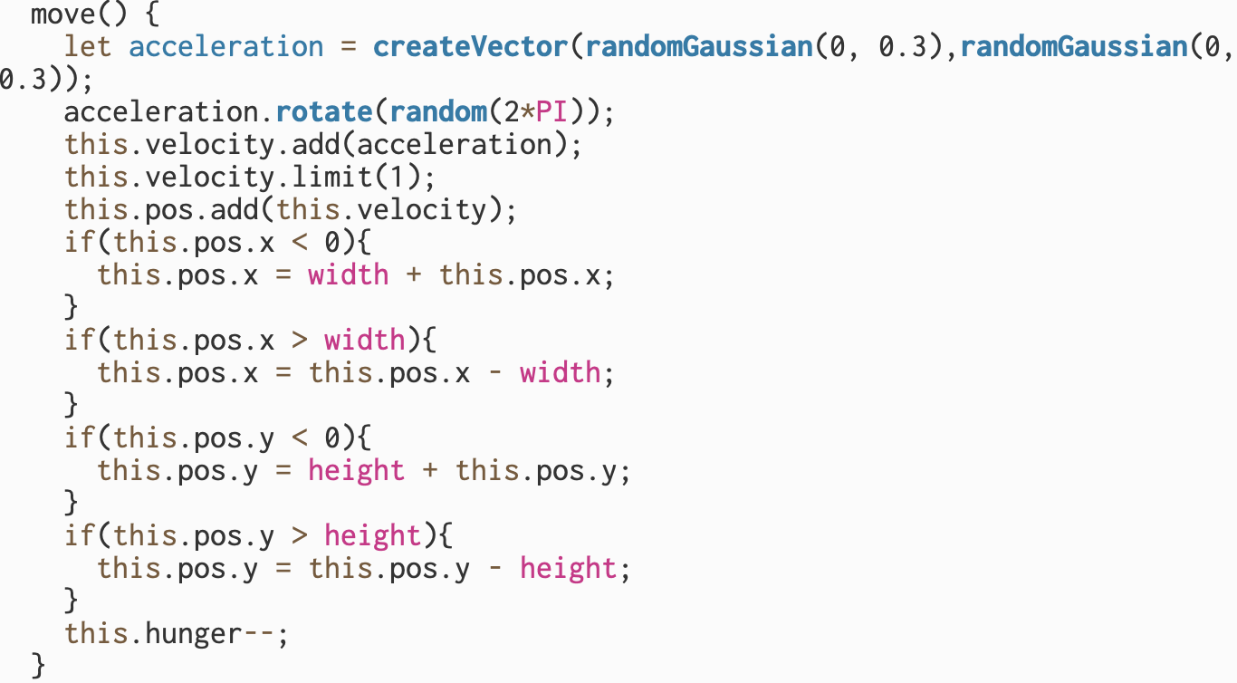 In the newest version I incorporated vector values to control the movement of the predator and prey objects. I also used vectors for the ...